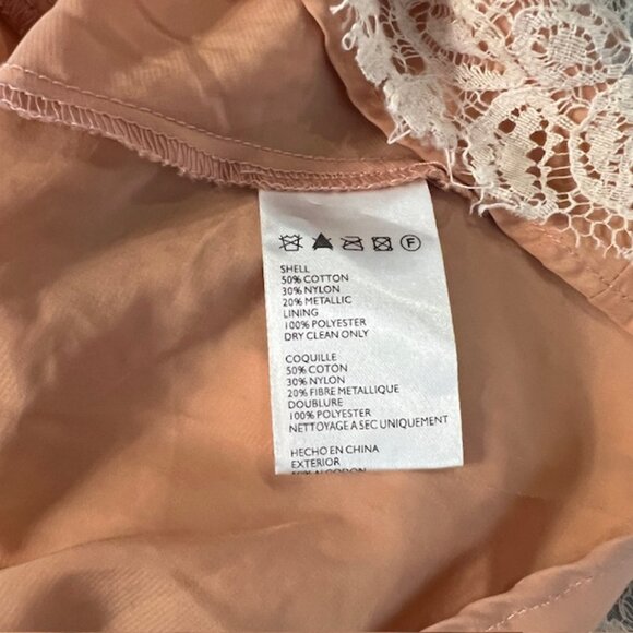 Anthropologie Maeve Katrine Lace Peplum Top Cap Sleeve Lined Blouse Nude Small - Picture 5 of 6